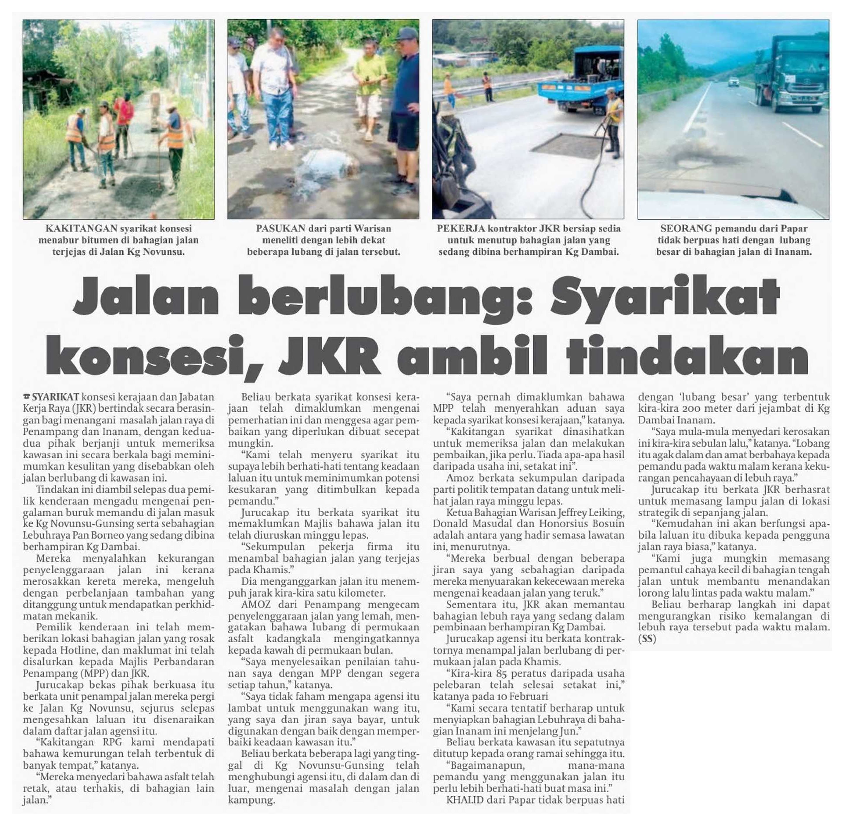 11 Februari 2025, Kuala Lumpur - Jalan berlubang, Syarikat konsesi dan JKR ambil tindakan (Daily Express).jpg